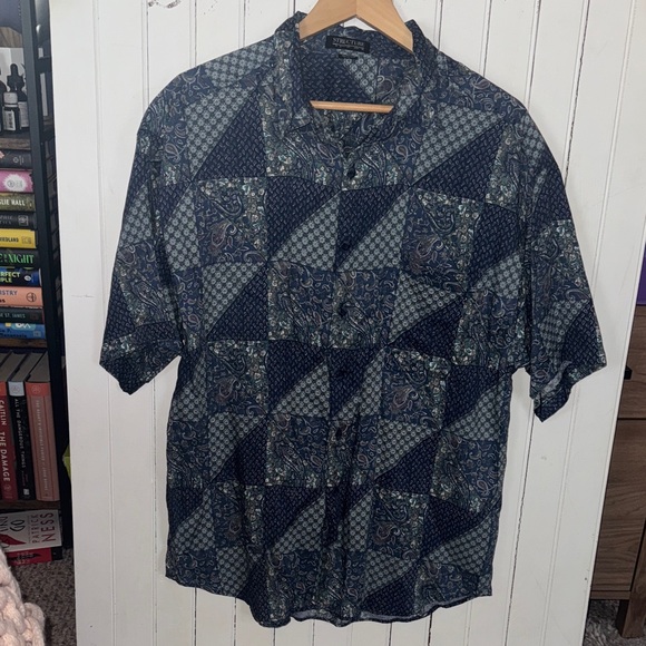 Structure Vintage Button Down Shirt Blue Paisley Size XL - Picture 1 of 7